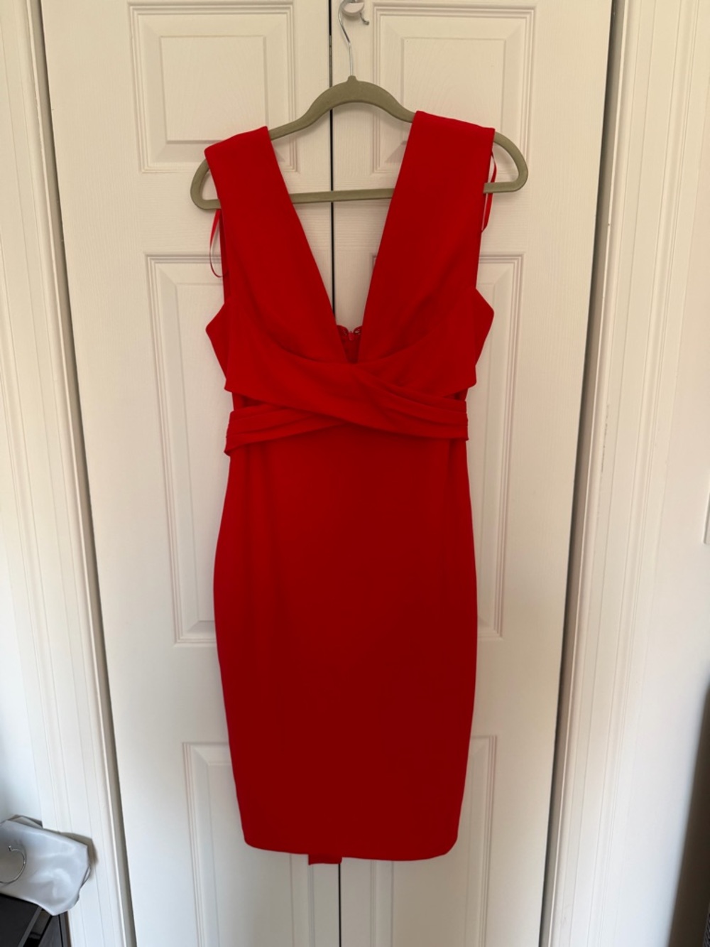 BHLDN Red Sleeveless V-Neck Midi Dress